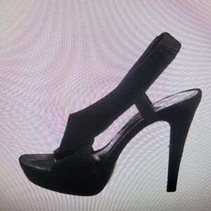 Diane  Von Furstenberg.  Black suede slingback sandals.  Stilletto. Sz 10